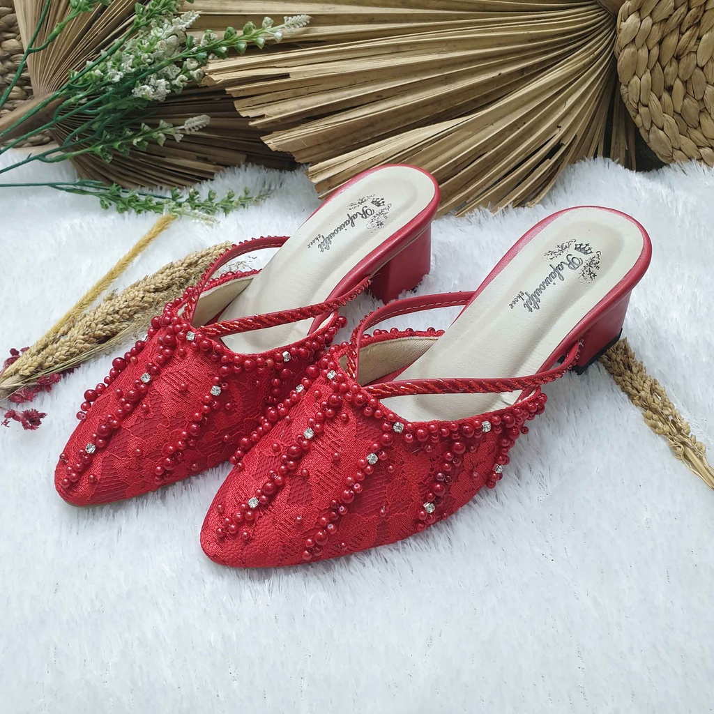 Sepatu wedding pesta cantik mesika merah cabe 5cm tahu