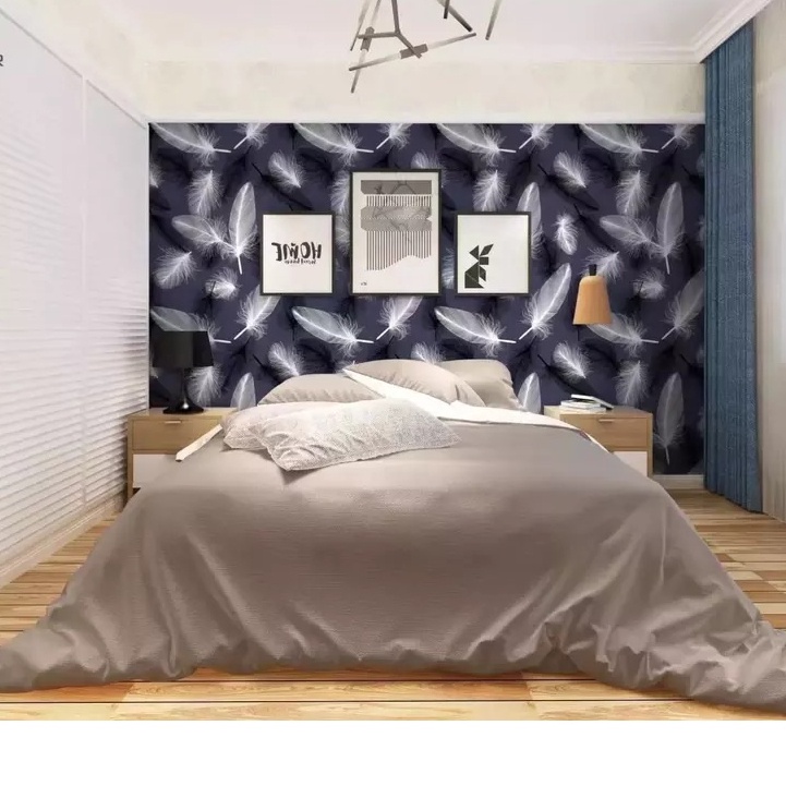 Wallpaper Dinding Motif Merak Hijau Ukuran Panjang 10Meter x Lebar 45CM