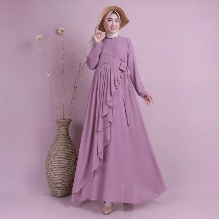 Aprilia Dress Baju Kondangan Wanita Kekinian Gamis Putih Ceruty Babydoll Busana Muslim Wanita Terbaru Gamis Pesta Mewah Elegan