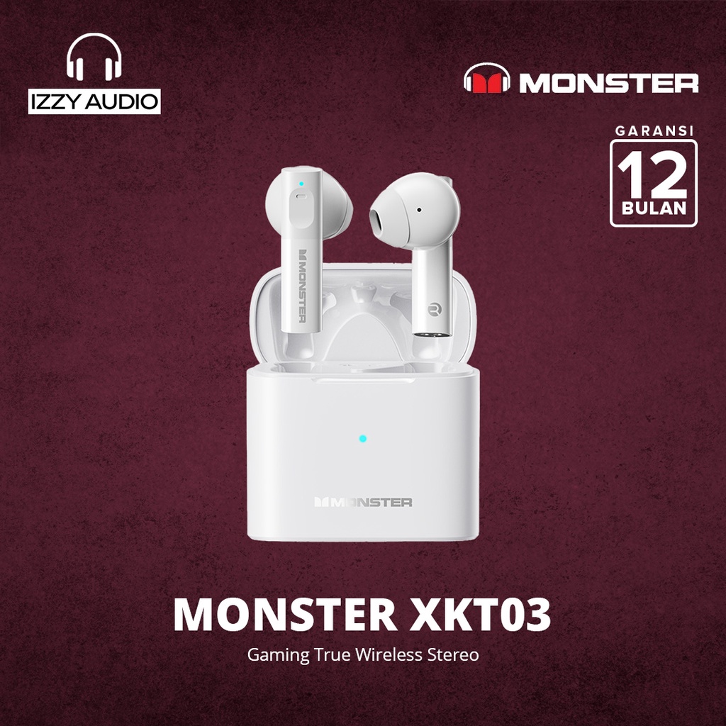 Monster XKT03 Wireless Bluetooth Earphone TWS Headset Earbuds - Putih