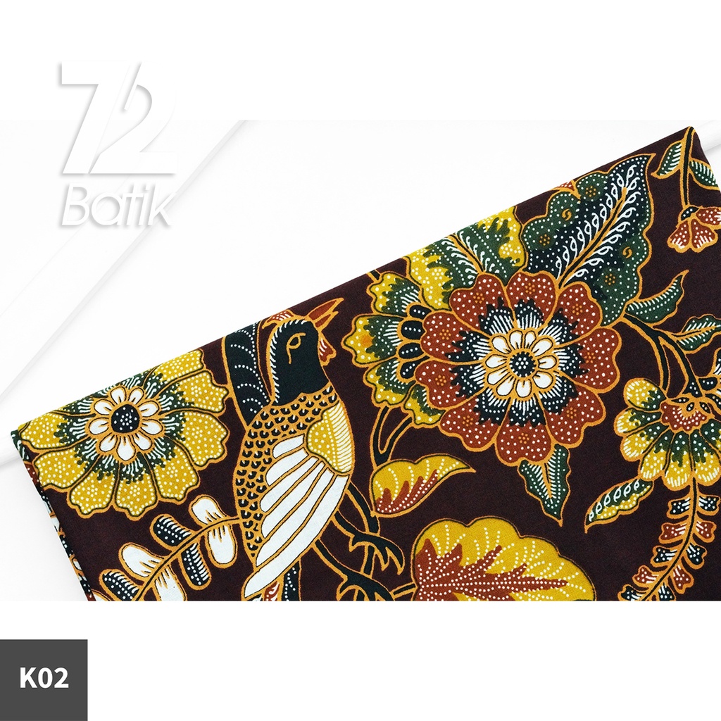 KAIN BATIK PREMIUM Bahan Katun Motif Burung Kembang Ceplok Coklat Tua 722743 Cap 72 Jarik Jarit Samping Kebat Panjang Batik Katun Modern Premium Bahan Seragam Batik Pernikahan Kantor Keluarga Murah Kamen Jadi Batik Bali Lembaran