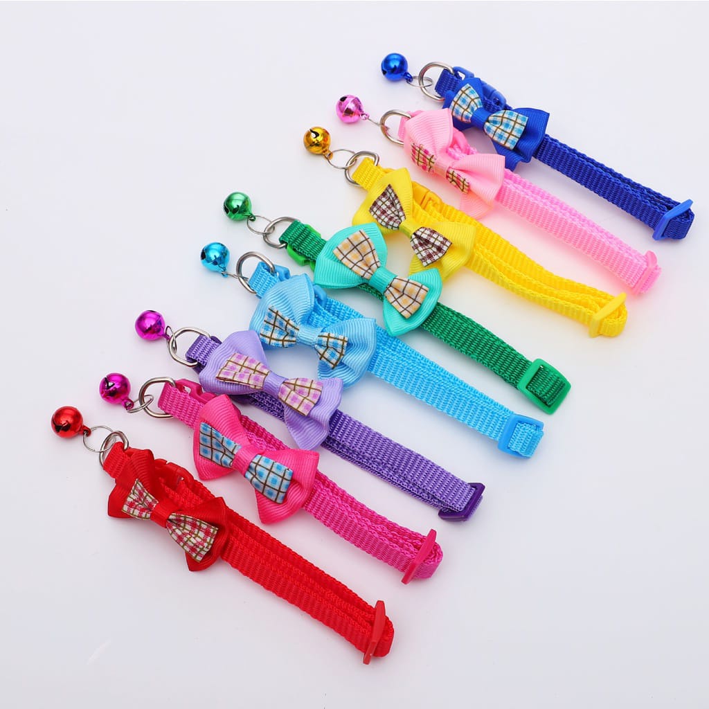 Kalung Kucing Lonceng Tali Leher Hewan Peliharaan lucu Cat Dog Collar Motif Pita H438 Mallshopping