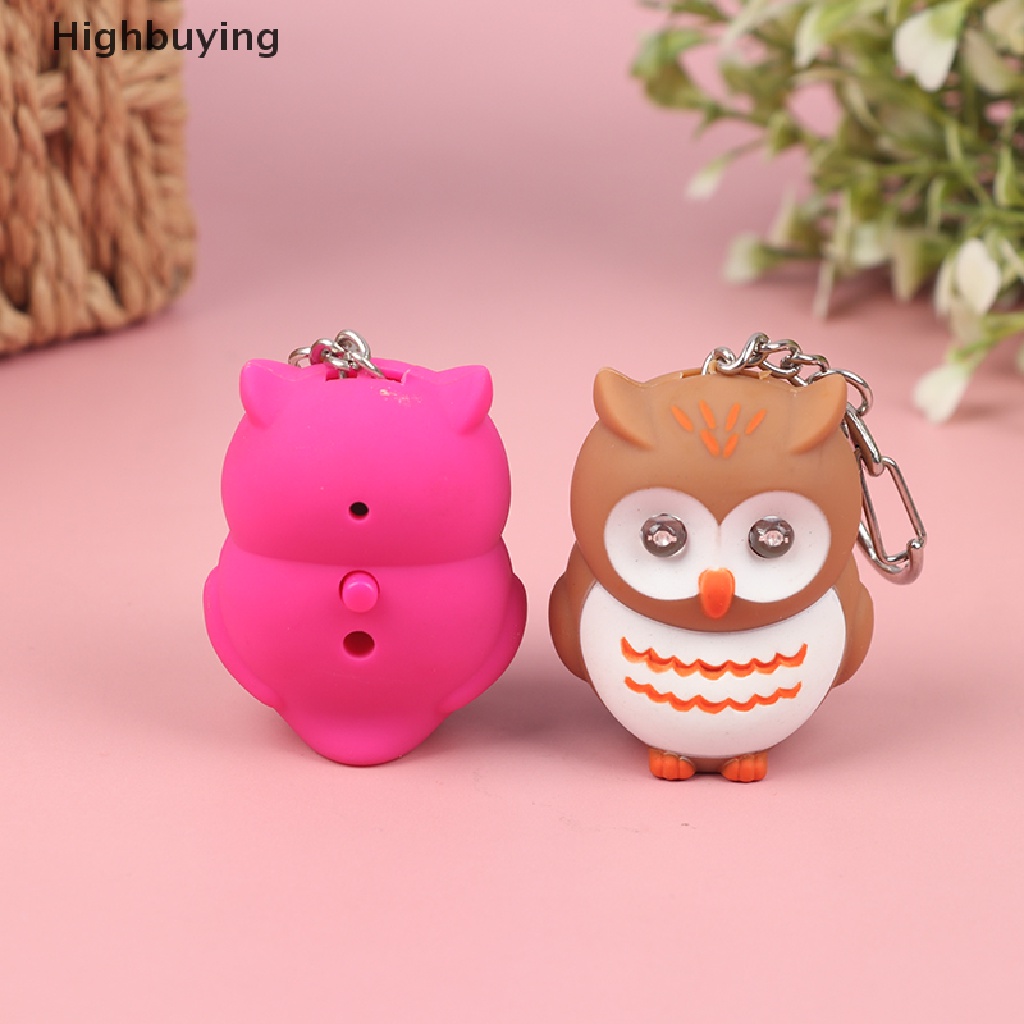 Hbid Cute owl Keyring LED Torch Dengan Lampu Suara Keyfob Hadiah Mainan Fashlight Keychain Glory