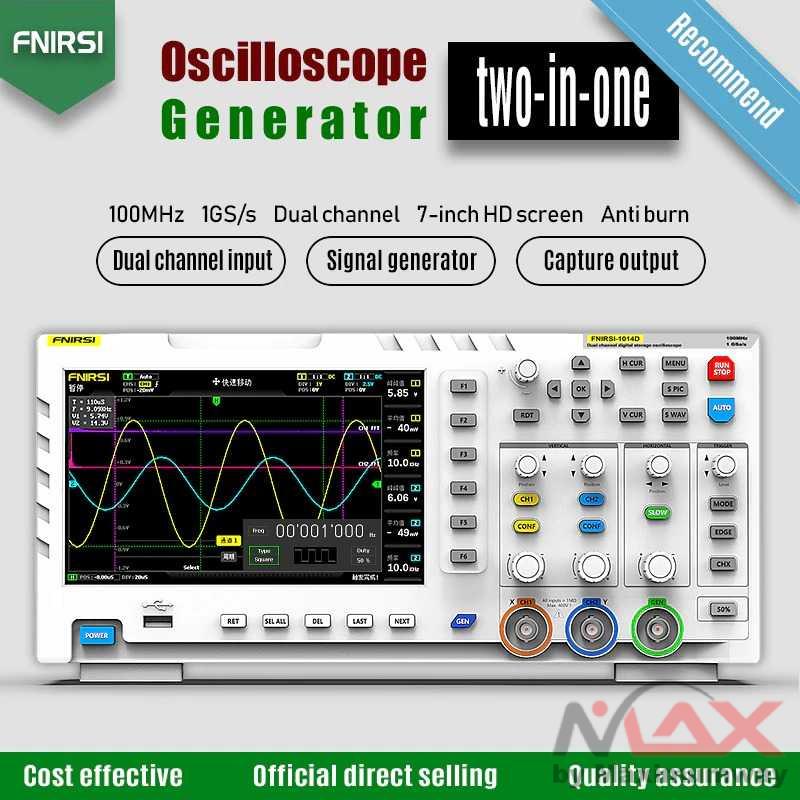 FNIRSI Osiloskop Digital 2 In 1 Generator Sinyal Input Saluran Ganda 100MHz 2 Bandwidth Ana-Log 1GSA