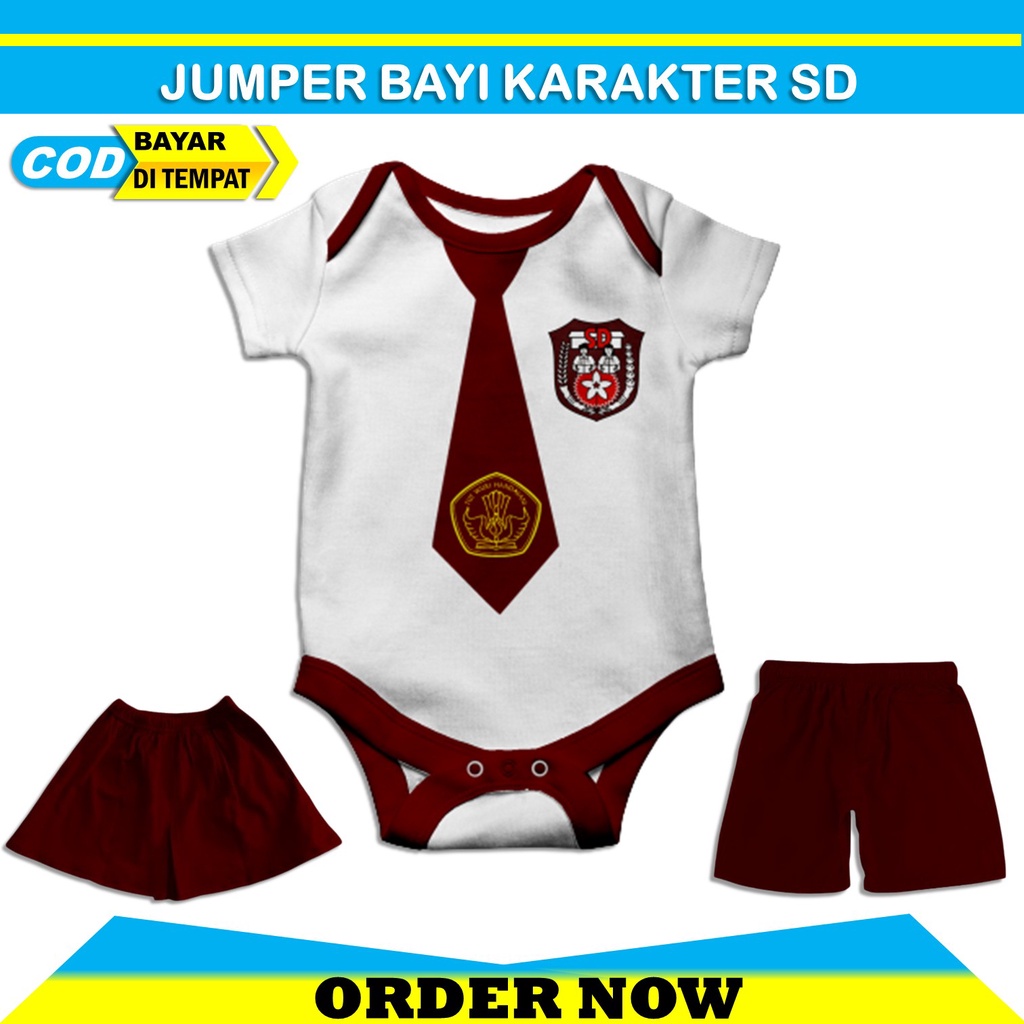 Jumper Bayi Karakter Anak Sekolah SD Baju Baby Cowok Cewek Motif Lucu Unik dan Keren Terbaru
