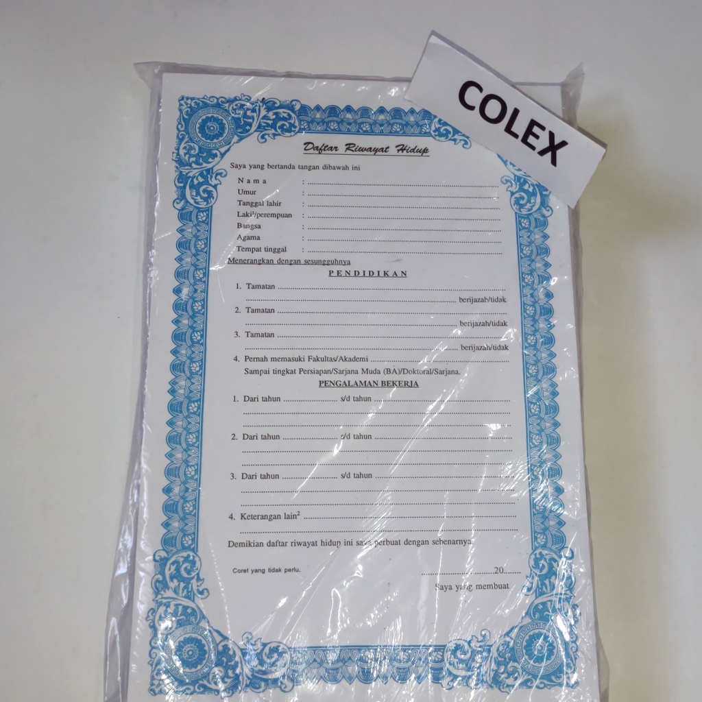 

Kertas Daftar Riwayat Hidup / Daftar Riwayat Hidup Lamar Kerja Isi 500 Lembar (1 Bungkus)