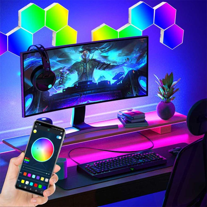 Lampu Dekorasi Hexagon LED RGB App Control