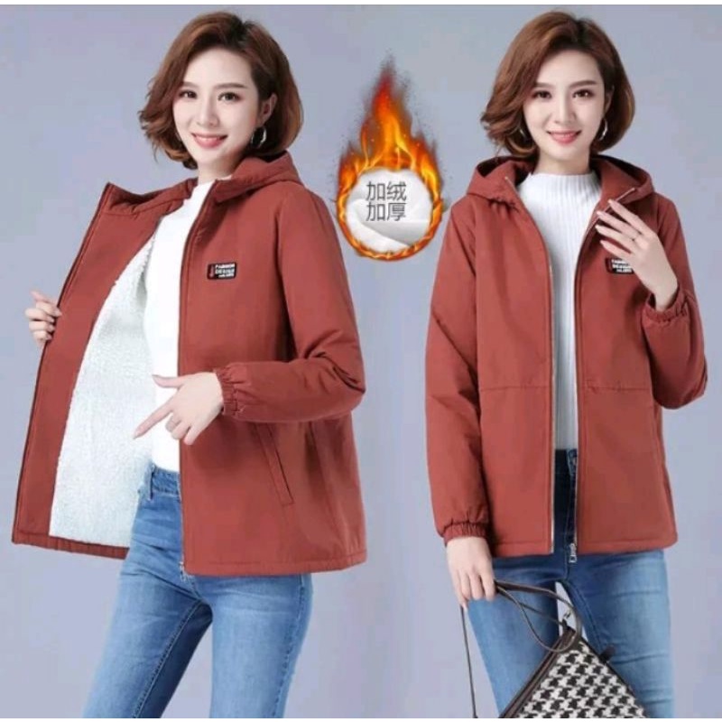 Jaket Wanita Korea Import Kekinian Crop/Jaket  Winter Wanita Bulu Korea