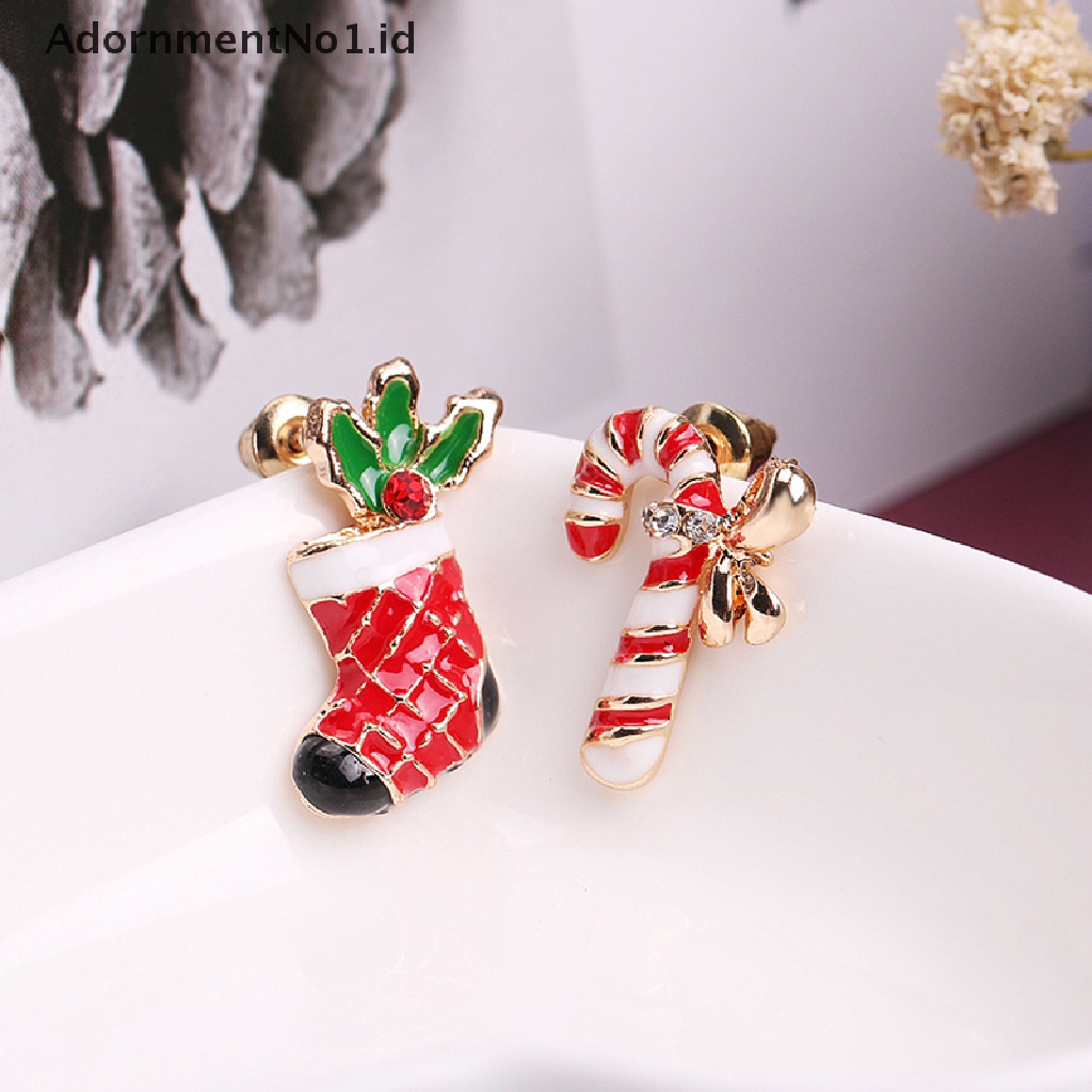 [AdornmentNo1] 1pasang Zirkon Indah Natal Santa Topi Stud Anting Tren Baru Di Tahun Perhiasan Hadiah Topi Santa Claus Rusa Telinga Cincin Hadiah Tahun Baru [ID]