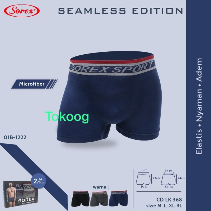 Celana Dalam Sorex Pria Boxer CD Segiempat Man 368 370 M L XL XXL