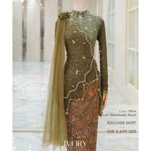 SEWA KEBAYA IVORY HIJAU OLIVE | Sewa Kebaya Lamaran | Sewa Kebaya Wisuda
