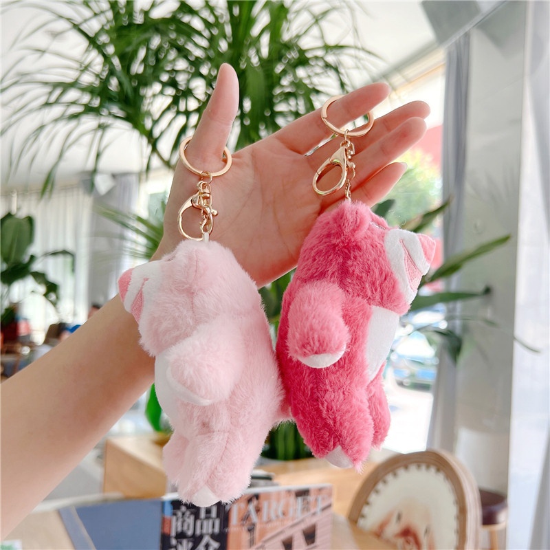 GANTUNGAN KUNCI KEYCHAIN LOTSO TOY STORY BERUANG MERAH STROBERI LUCU