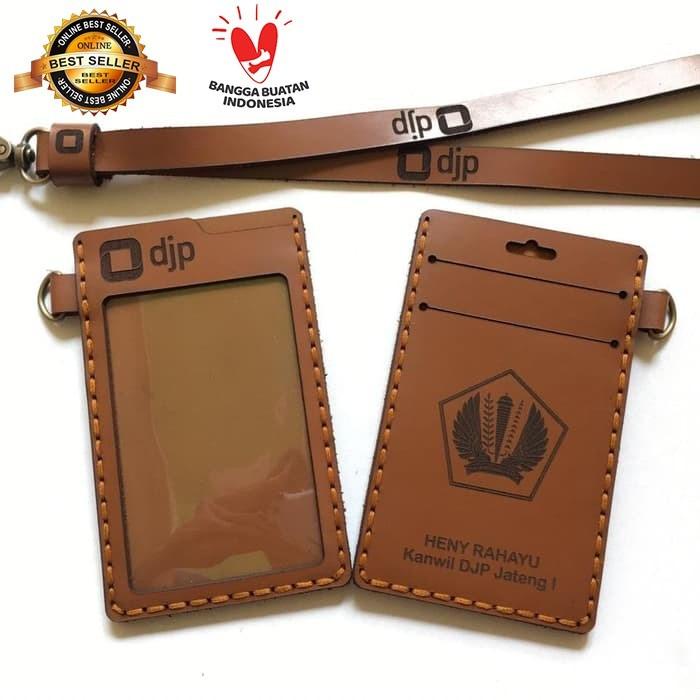 

Name Tag ID Card Holder Kulit Asli Single Custom Termurah