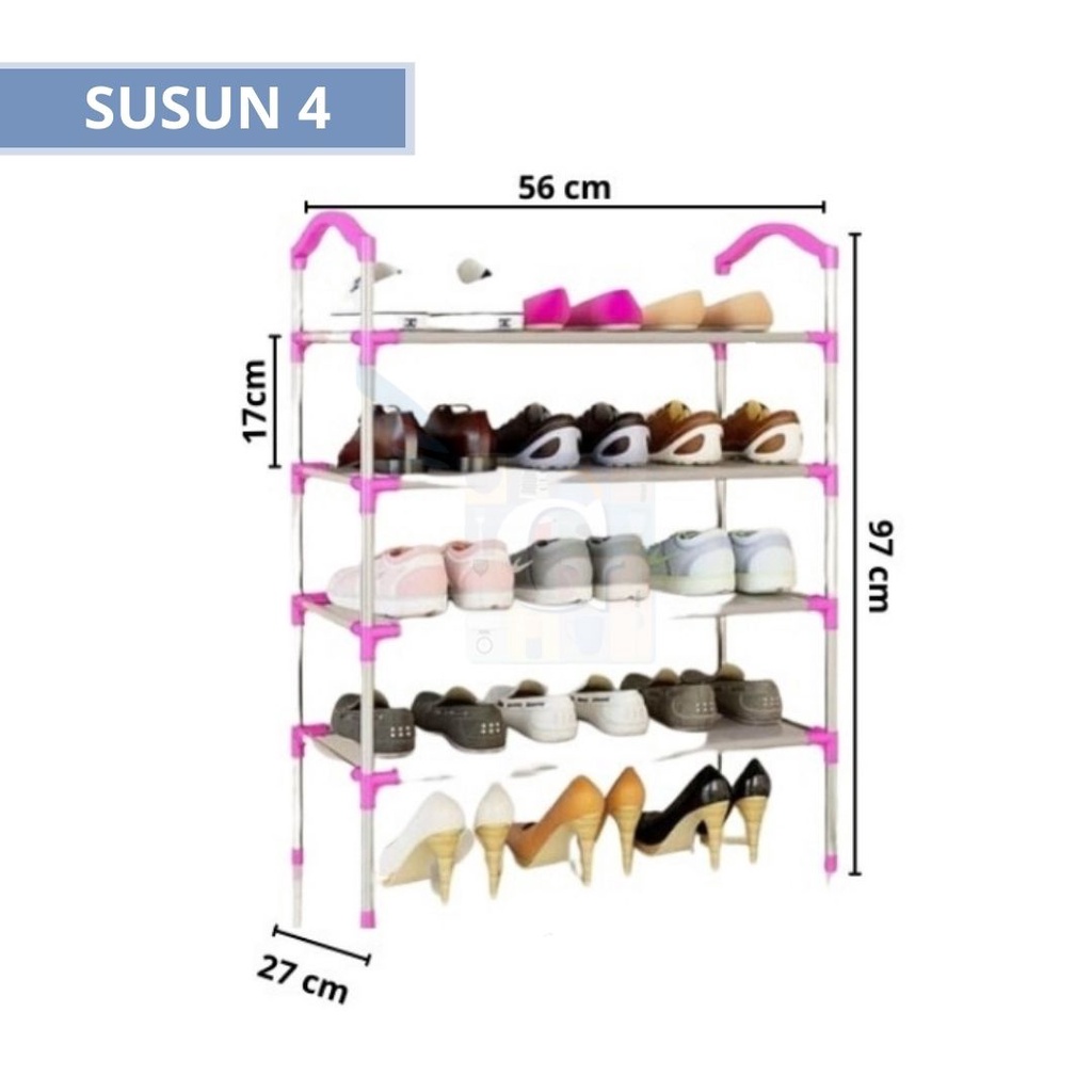 DNG Rak Sepatu RKS4 / Tempat Penyimpanan Sepatu / Rak Sepatu Portable Warna Susun 4