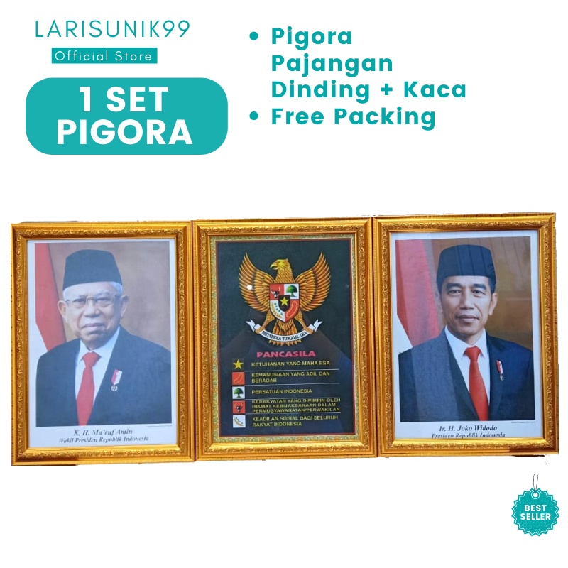 Foto Presiden Dan Wakil Presiden Pigura Pajangan Dinding Poster Gambar 1 Set Bahan Polyframe Fiber