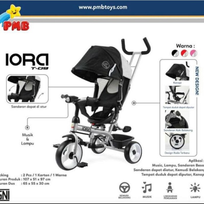 Promo Stroller Sepeda Anak Roda Tiga Murah Model  PMB Iora T-09 Diskon