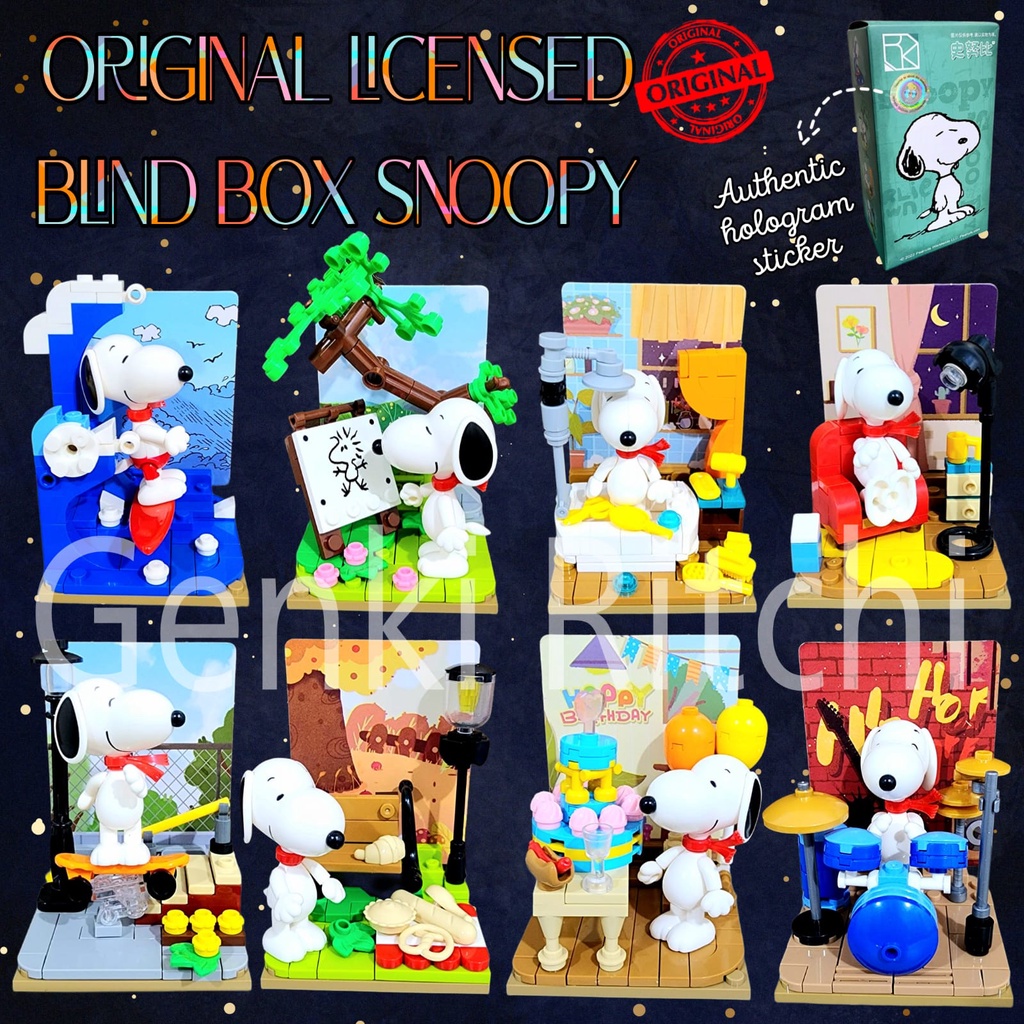 Mainan blocks / Mainan Balok brick DIY edukasi blind box snoopy original lisensi