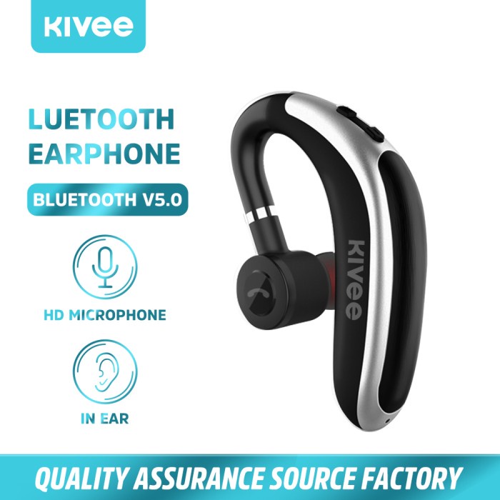 headset bluetooth Kivee Single Ear Wireless Bluetooth 5.0 Headset Gaming Stereo - Hitam(C9Y6) Hansfr