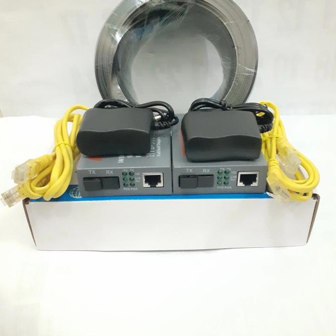 Paket kabel fiber optik 80 meter dan sepasang Netlink htb 3100 A/B