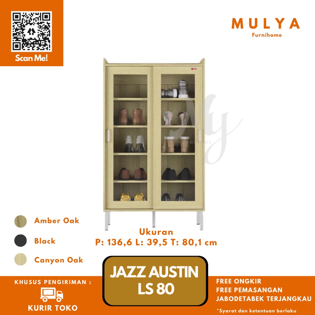 Lemari Sepatu Pintu Kaca/Rak Sepatu/ Jazz austin-LS 80