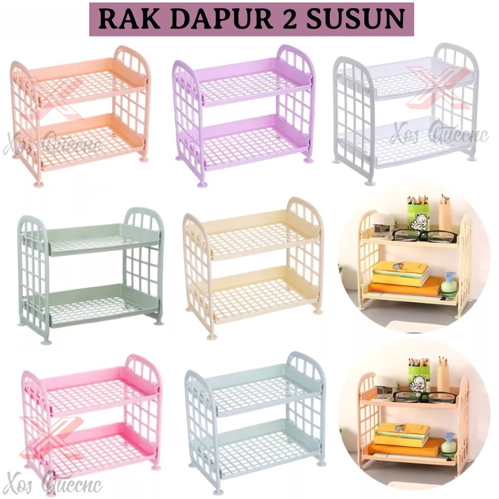 [XOQ] RAK SUSUN PLASTIK 2 TINGKAT MINI SERBAGUNA RAK DAPUR RAK BUKU WASTAFEL MULTIFUNGSI RAK KOSMETIK