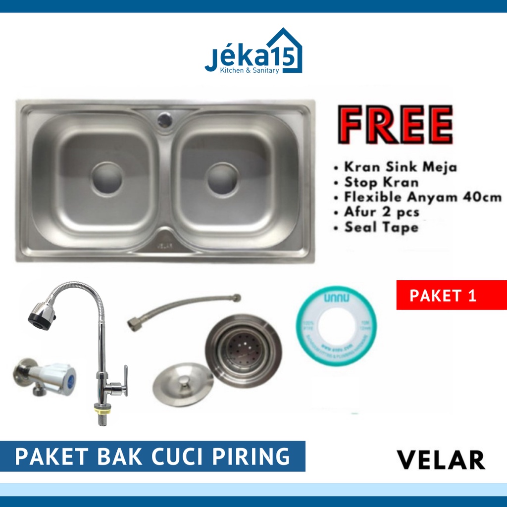 BAK CUCI PIRING/BAK SINK/2 LUBANG/VELAR 7843