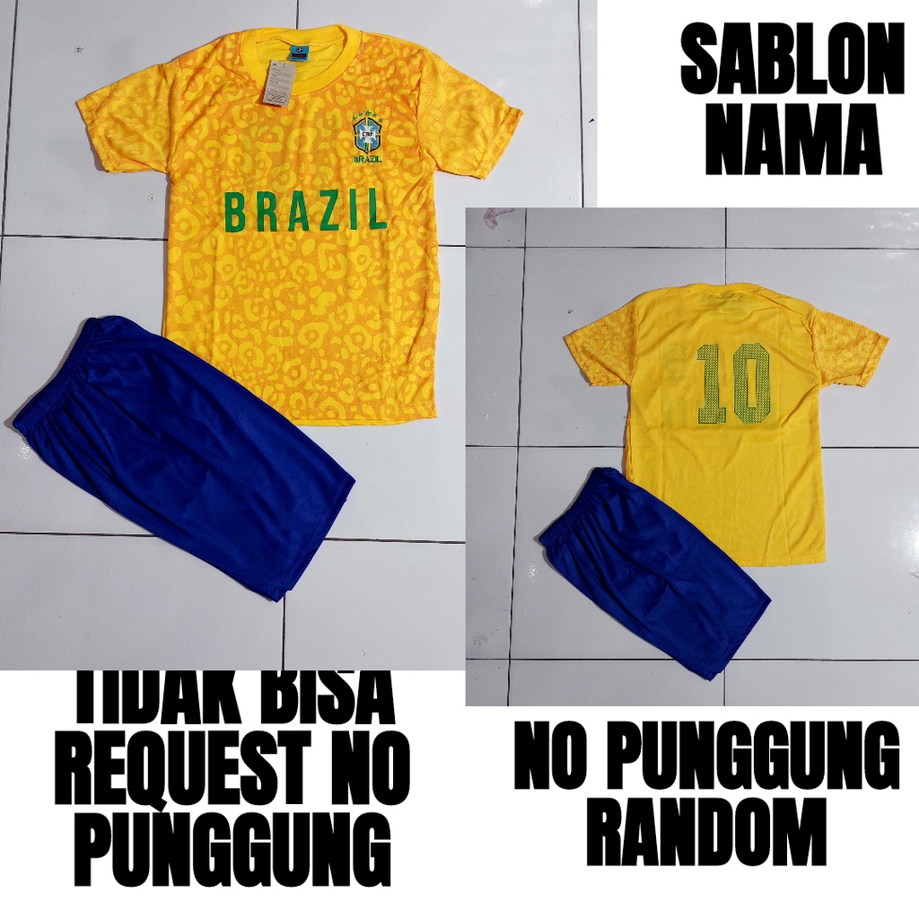 setelan baju bola anak/setelan baju futsal/baju bola brazil/baju futsal murah