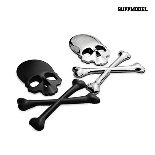 [SM] 3d Tengkorak Skeleton Crossbones Mobil Motor Logam Emblem Badge Sticker Decal