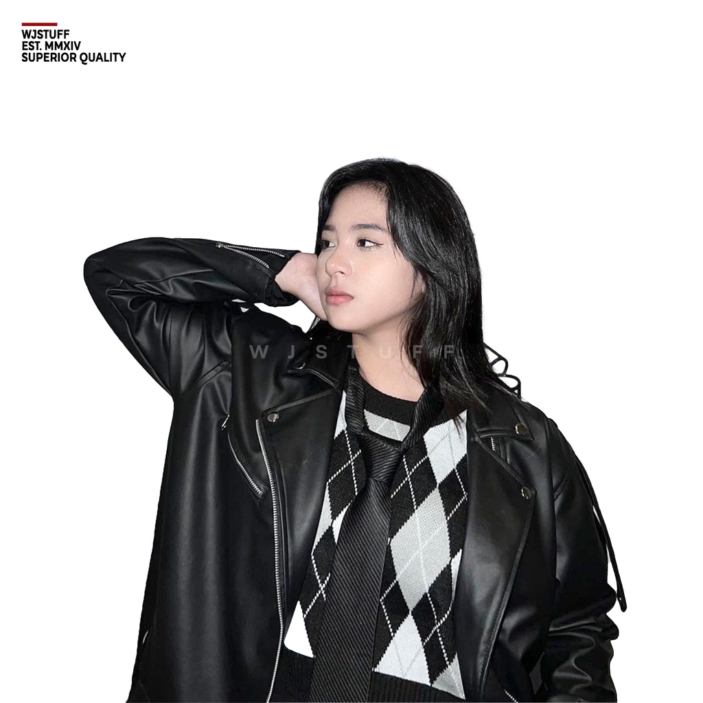 WJ Stuff - Jaket Semi Kulit Wanita model Oversize Vintage Zee