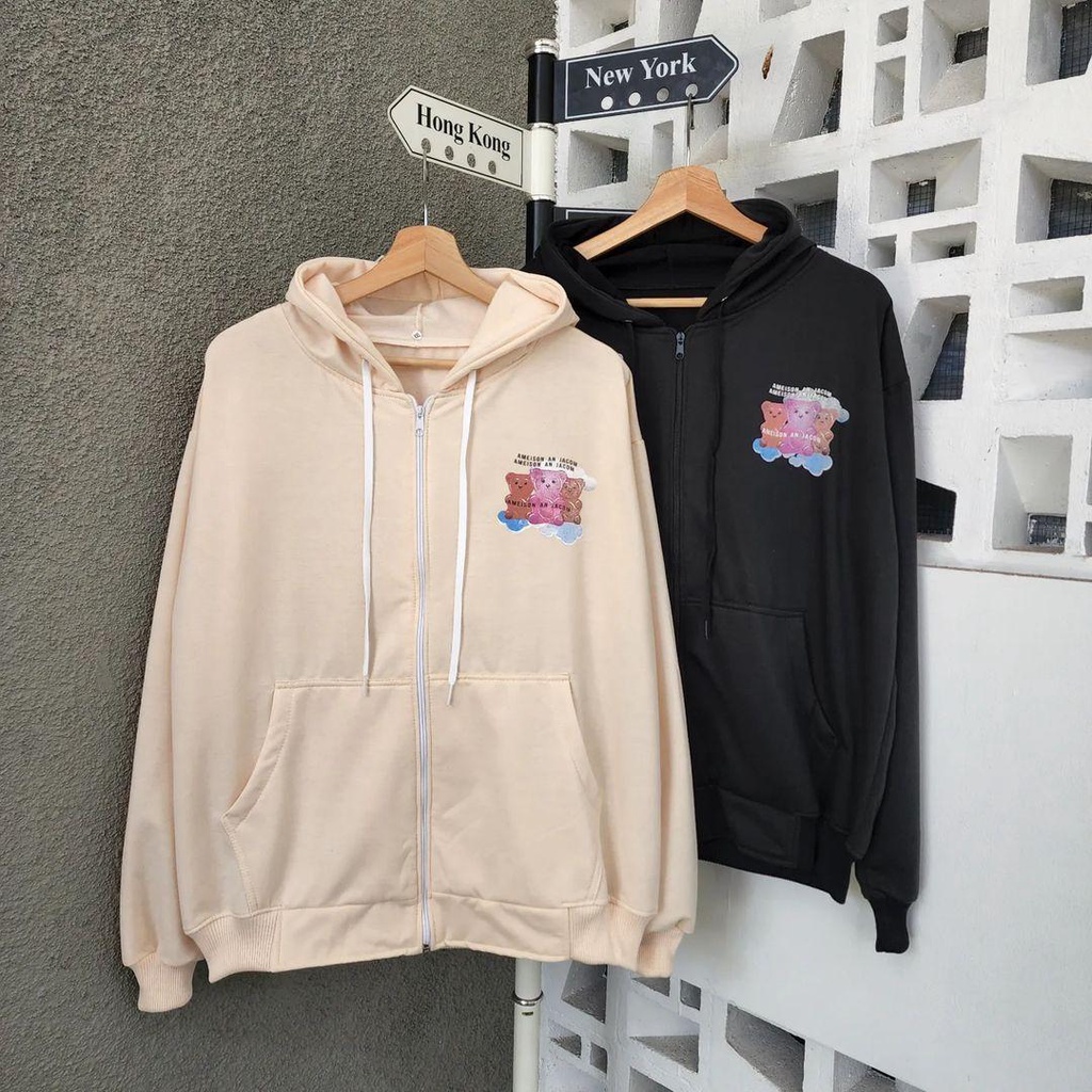 Hoodie Sweater AMEISON zipper bisa untuk jaket pria/wanita