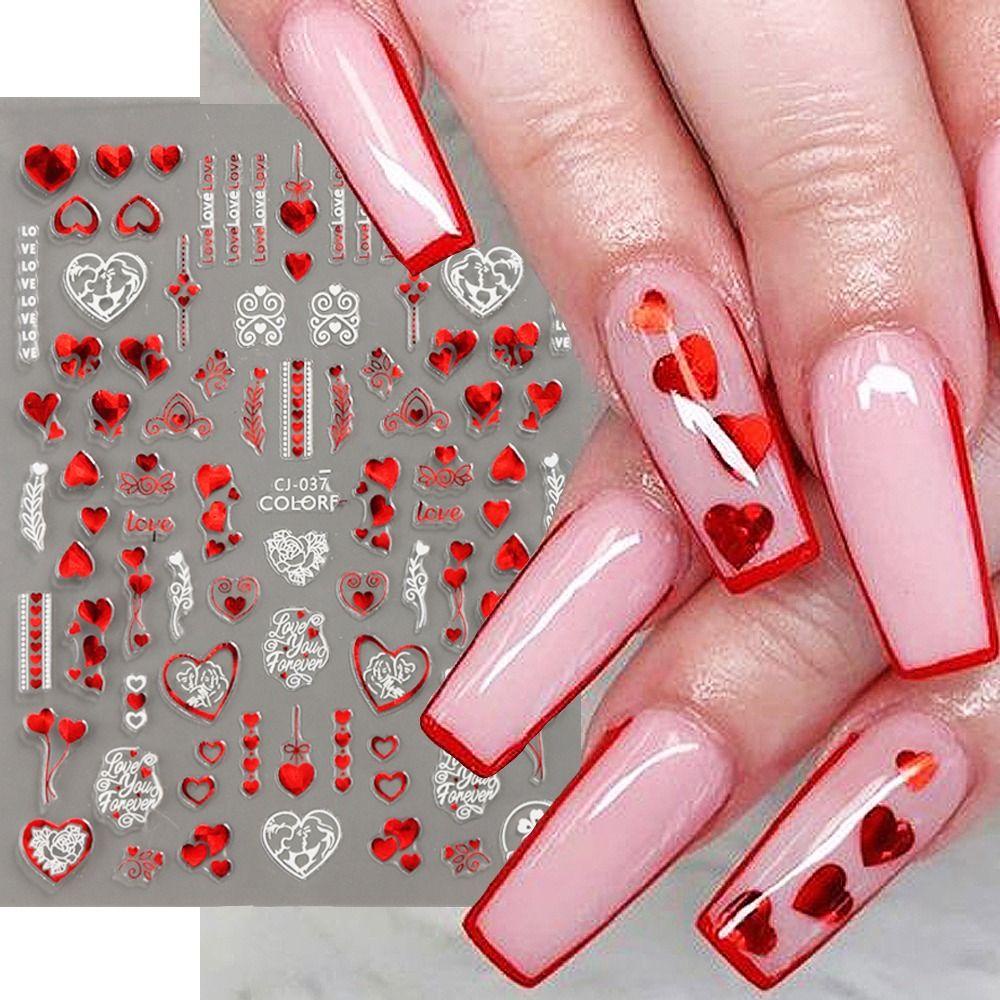 Stiker Kuku Nanas Mode Hati Cinta Perekat Diri Dekorasi Nail Art