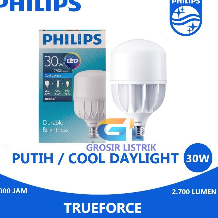 TERBARU  Lampu Philips LED TrueForce 30W Putih Cool Daylight 6500K (30 Watt 30 W 30Watt) Original Gr