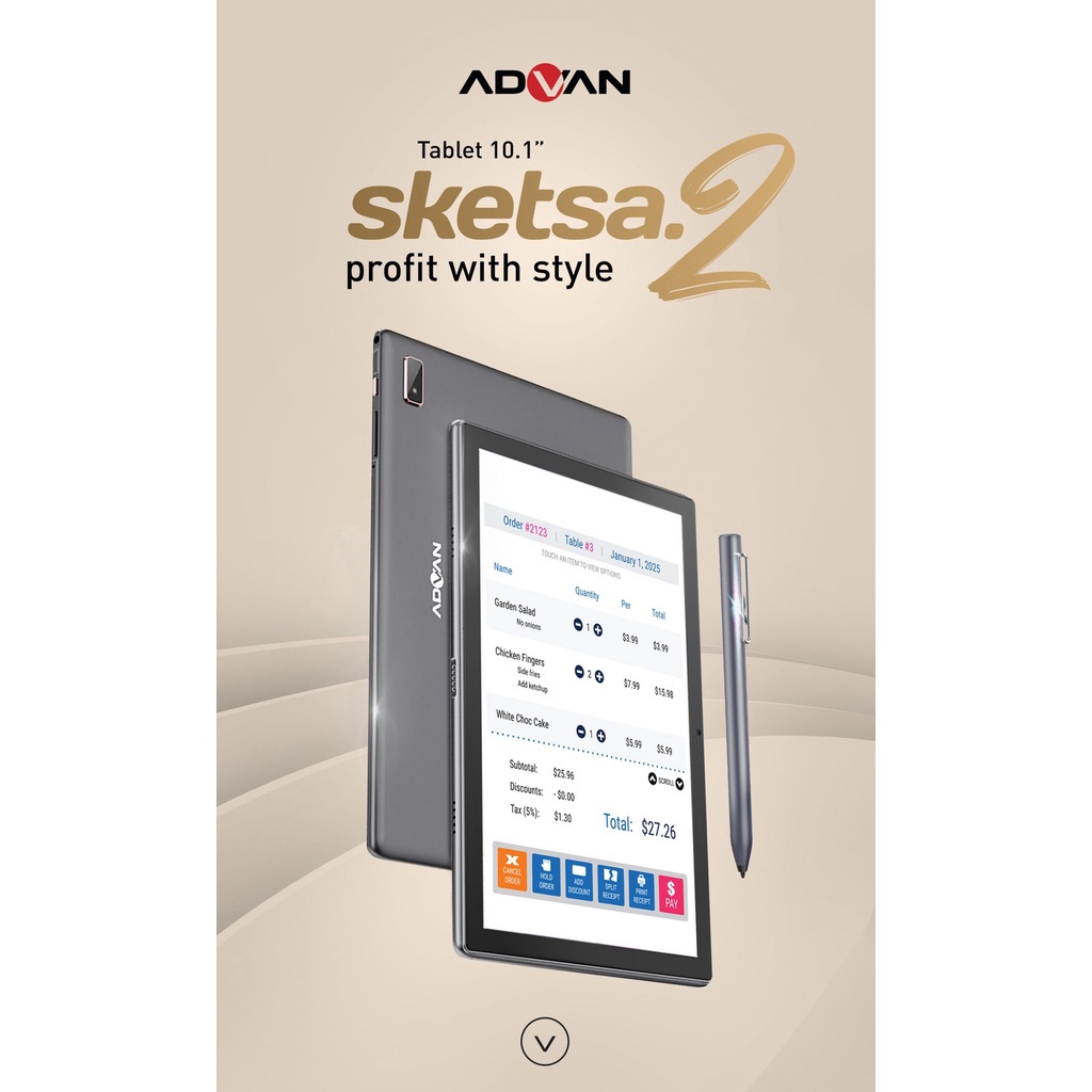 Advan Tab Sketsa 2 Tiger T310 4GB / 64GB 10 Inch Android 11 Garansi Resmi - FREE Keyboard dan Stylus