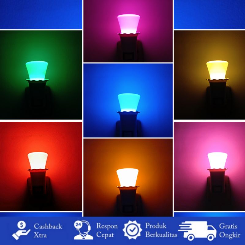 Lampu Tidur 3 Watt plus Fiting Colok Switch On/Off