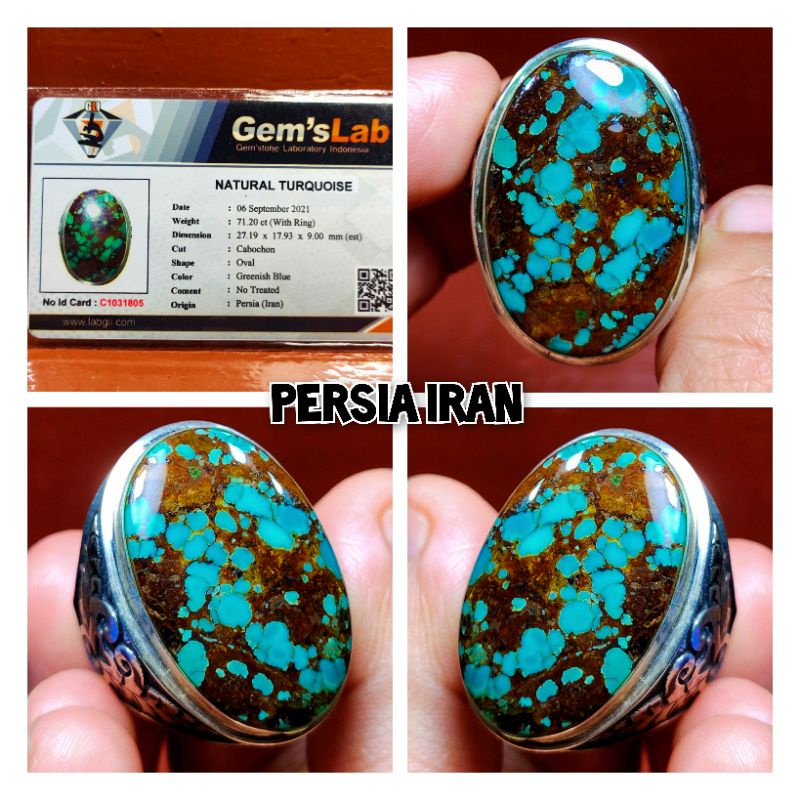 NATURAL PIRUS PERSIA KUNO RING PERAK