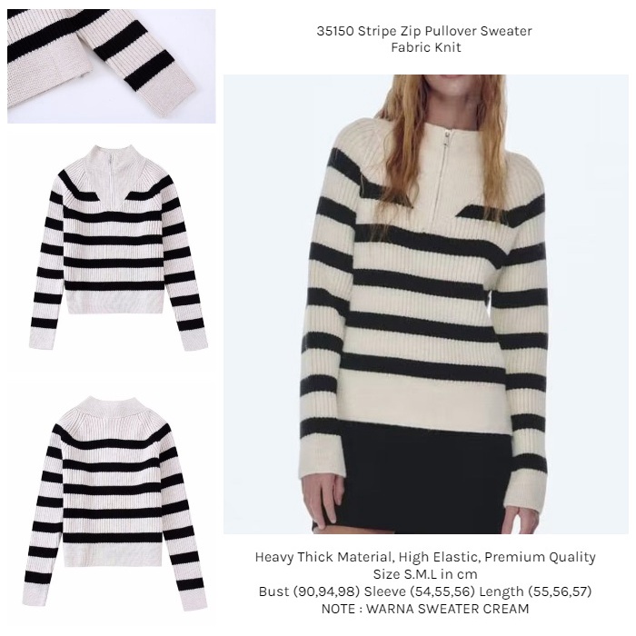 35150 Stripe Zip Pullover Sweater
