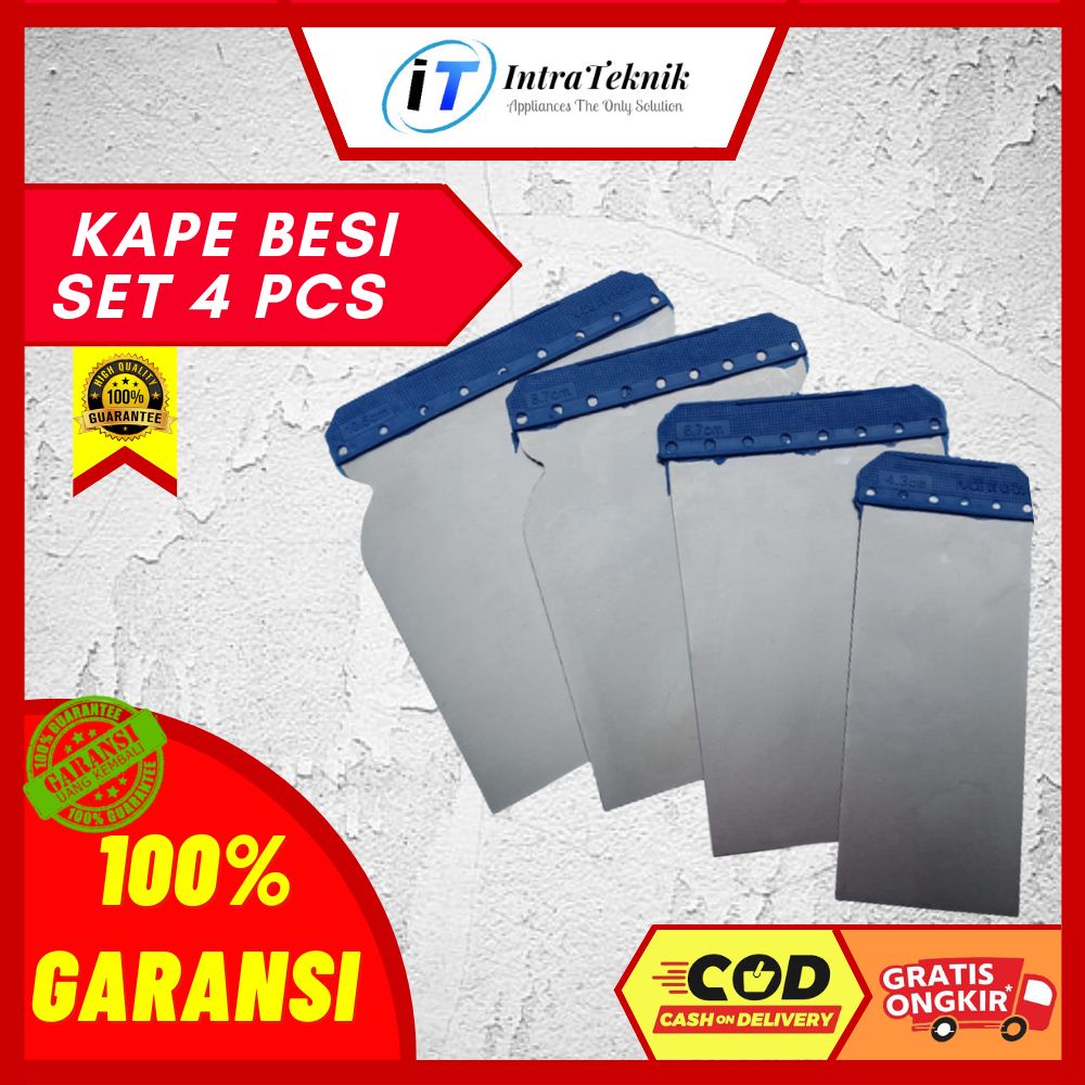 SET 4PCS Scraper Scrapper Kape Kapi Skrap Sekrap Dempul Kompon PVC Plastik Gypsum Besi Stainless Din