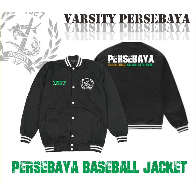 Jaket Varsity Persebaya Baseball Jacket Black