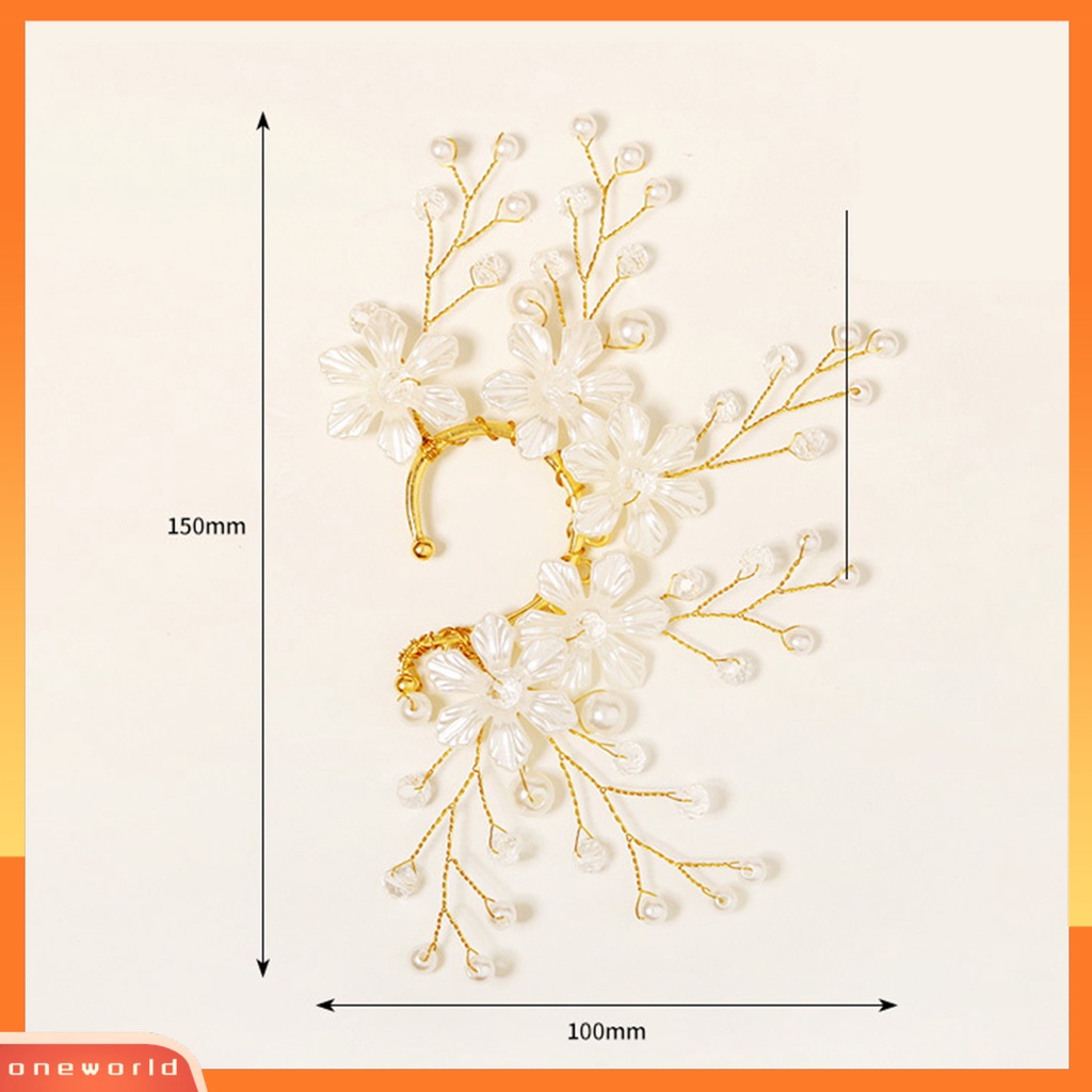 [ONE] Manset Telinga Buatan Tangan Mutiara Imitasi Tanpa Tindik Tunggal Kiri Pengantin Temperamen Peri Bunga Berlian Imitasi Telinga Tulang Klip Perhiasan Aksesori