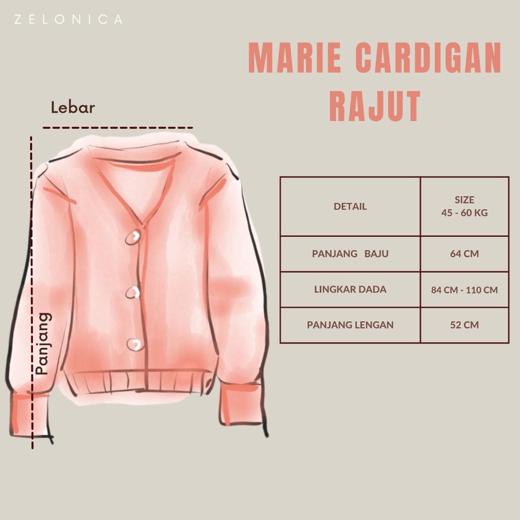 Zelonica Marie Cardigan Bahan Rajut
