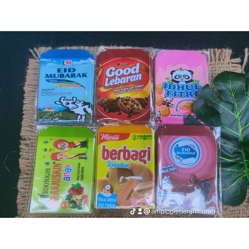 

(isi 10 pcs Sudah Lem) Amplop Lebaran Viral Motif Snack ukuran sedang 7*12 cm