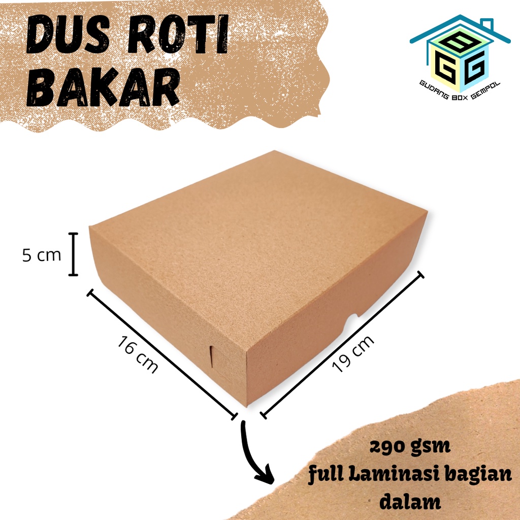 

BOX DUS KARDUS KOTAK ROTI BAKAR DONAT BROWNIES 19X16X5 cm KRAFT 290 gsm