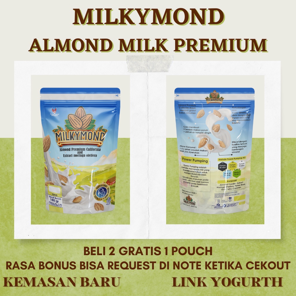 {Variant Yogurt} Milkymond susu pelancar asi booster almond premium california isi 180gr || BELI 2 POUCH GRATIS 1 POUCH