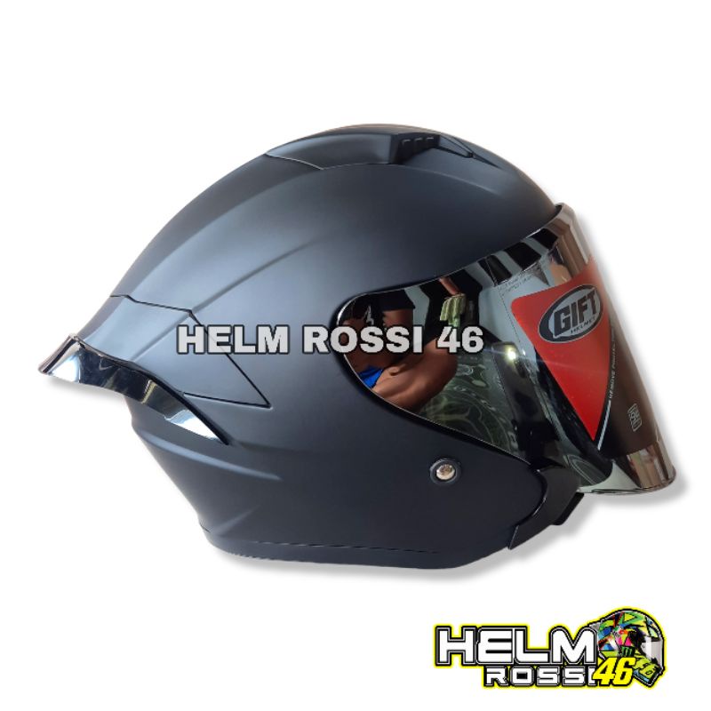 HELM GIFT SARGON HITAM DOFF Black Matt rep NJS KAIROZ + Visor FLAT Venom + Spoiler