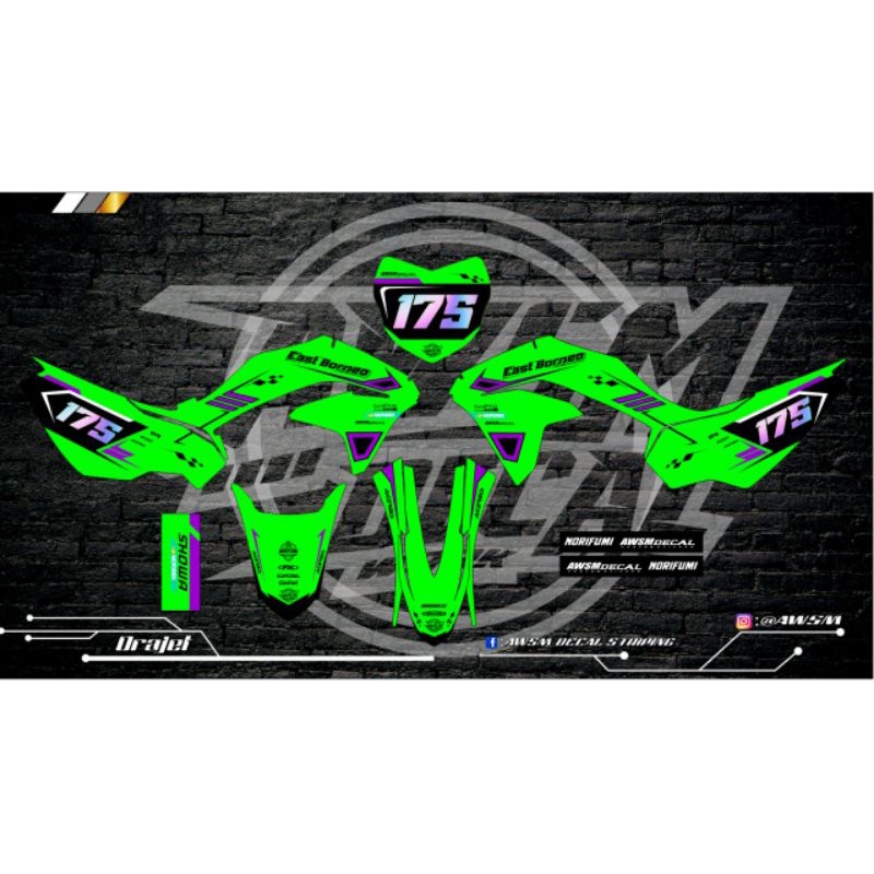 Decal KLX 230 premium bahan maxdecal full hologram pelangi super glossy bisa custom desain