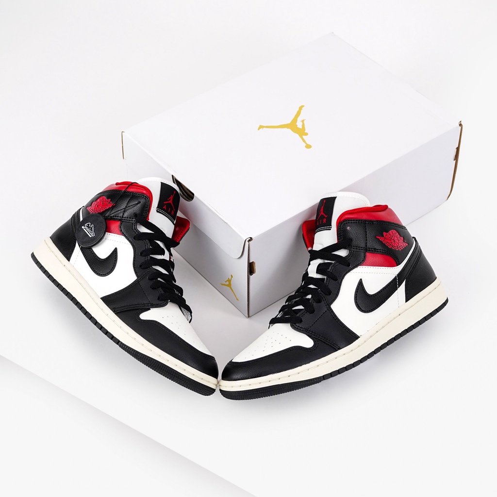 Air Jordan 1 Mid Black Gym Red Womens