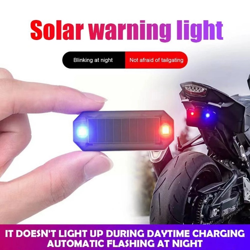 Lampu Peringatan Anti-Tabrakan Merah Untuk Berkendara Malam Hari Tenaga Surya Mini Tahan Air LED Flash GM Safety Warning Aksesoris