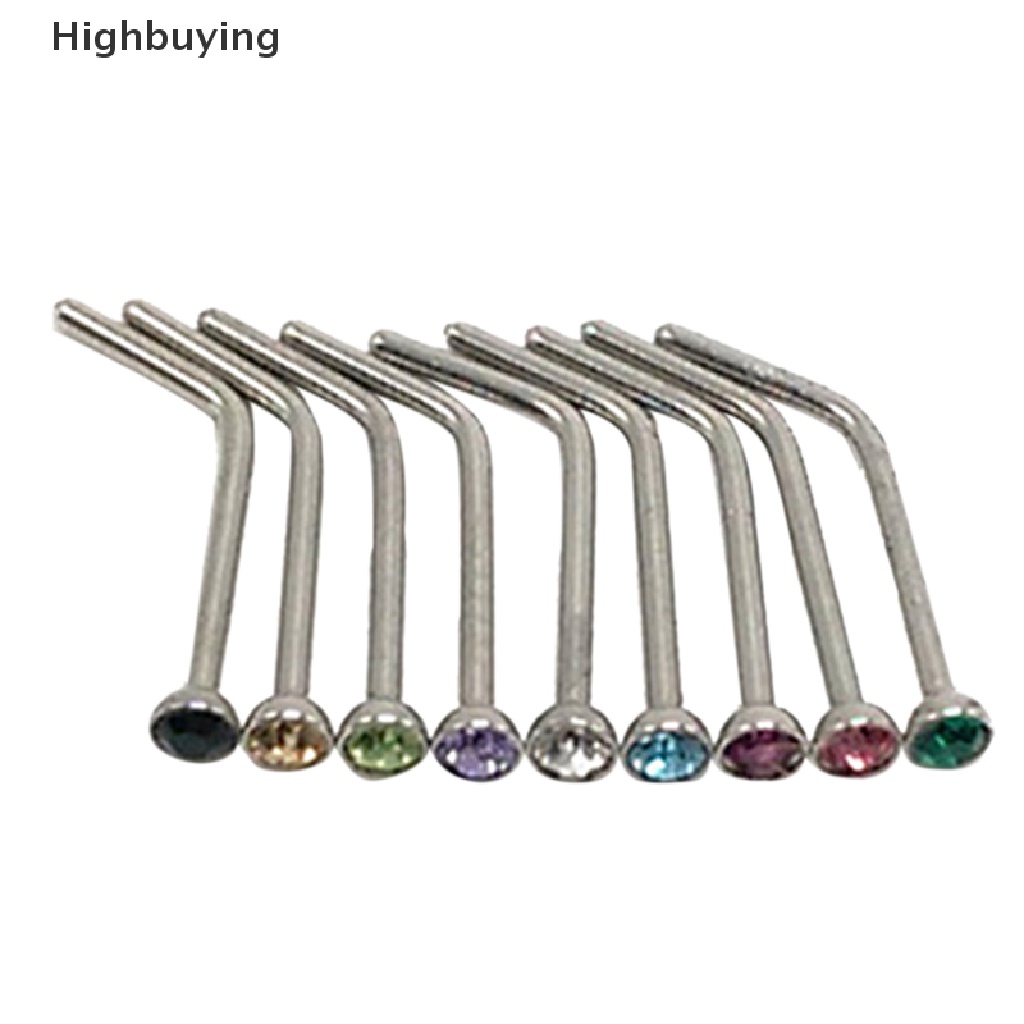 Hbid 10Pcs Berlian Imitasi Stainless Steel Sekrup Hidung Hoop Cincin Stud Perhiasan Tubuh Glory