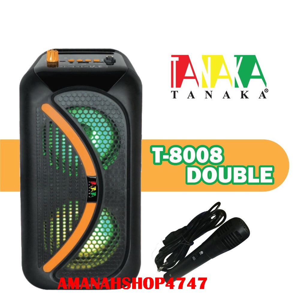 PROMO SPEAKER PORTABLE TANAKA T8008 DOUBEL  FREE MIC KARAOKE  TANAKA T 8008 DOUBEL