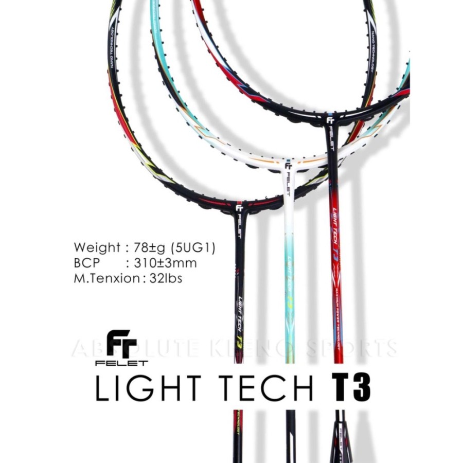 RAKET FELET BADMINTON BULUTANGKIS LIGHT TECH T3 ORIGINAL